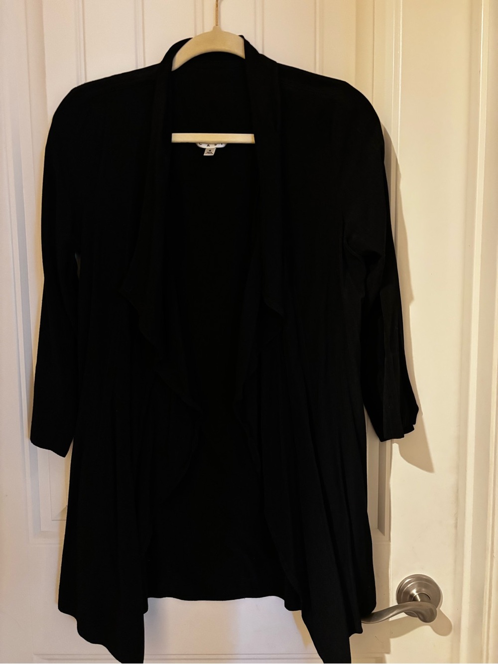 CAbi Black Draped Open-Front Cardigan